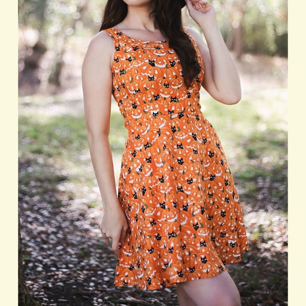 RETROLICIOUS CATS & PUMPKINS DRESS